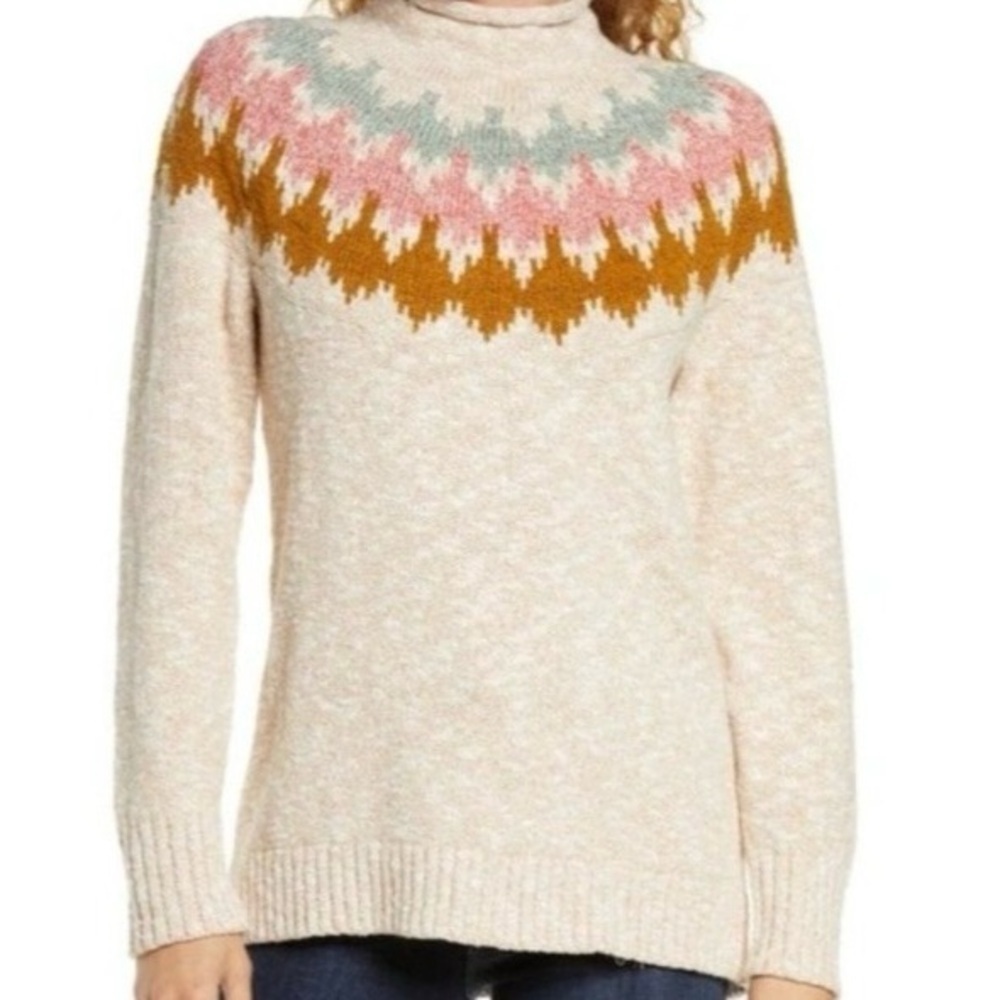 LL Bean Sweater 100%Cotton Multi Colour Pullover Pink Mint Green Beige Coastal M